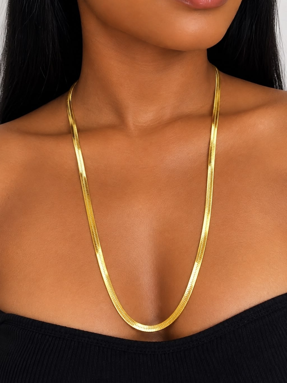 Gold Herringbone Necklace - Women Jewelry